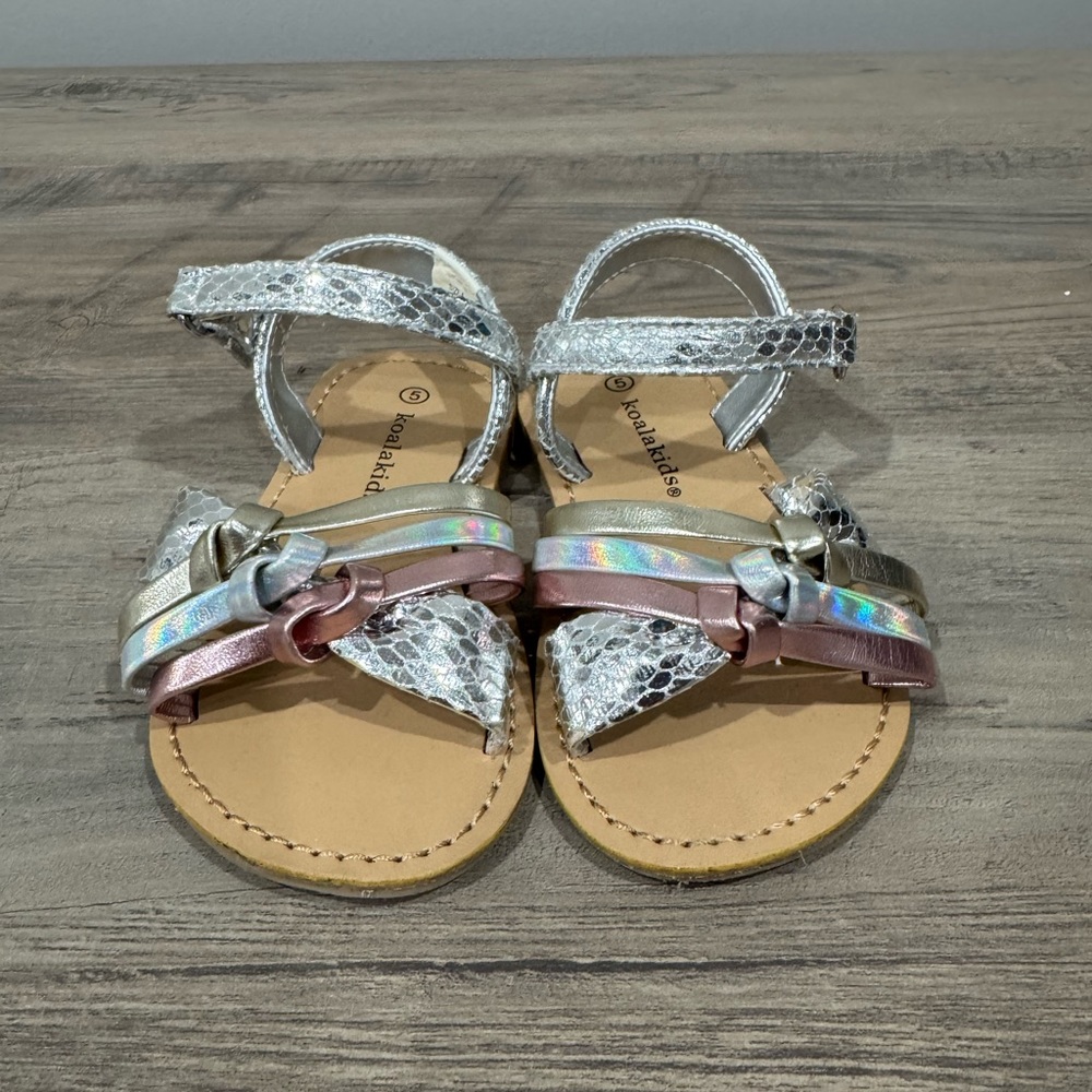 Baby Girl Sandals, Size 5, with Silver, Gold, and Pink Accents